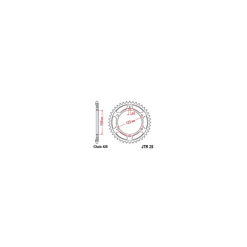 JTR25.60 REAR REPLACEMENT SPROCKET 60 TEETH 428 PITCH NATURAL C49 HIGH CARBON STEEL