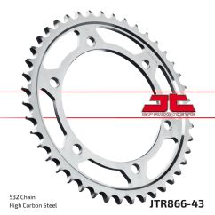 JTR866.43 REAR REPLACEMENT SPROCKET 43 TEETH 532 PITCH NATURAL C49 HIGH CARBON STEEL