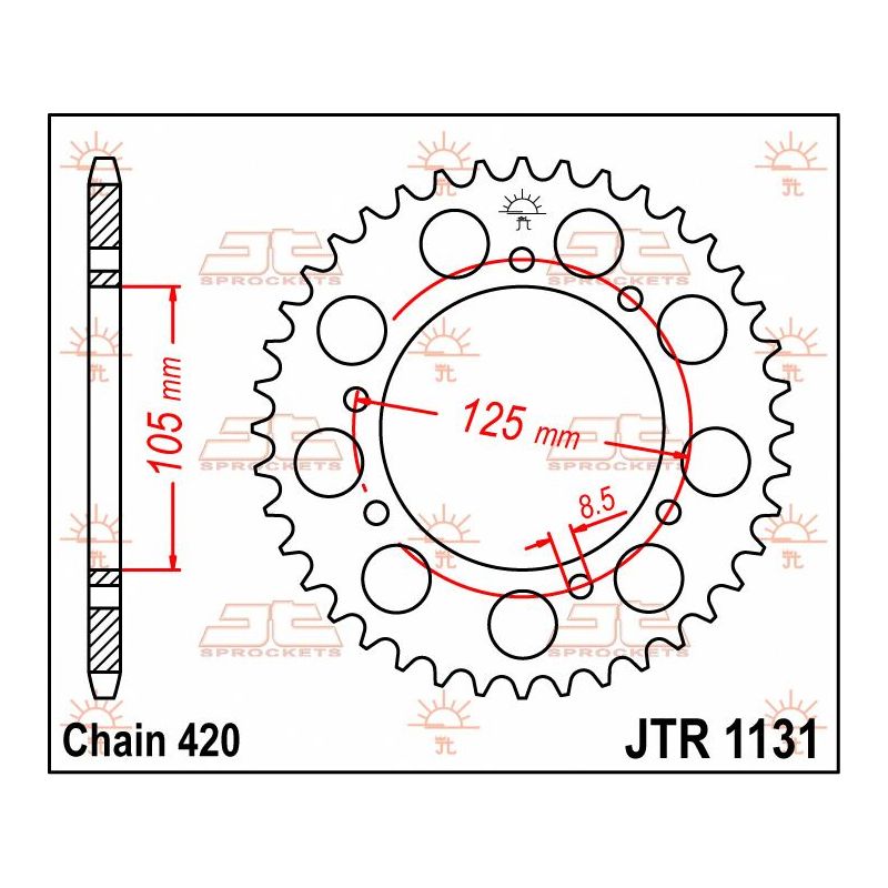 JTR1131.45 REAR REPLACEMENT SPROCKET 45 TEETH 420 PITCH NATURAL C49 HIGH CARBON STEEL