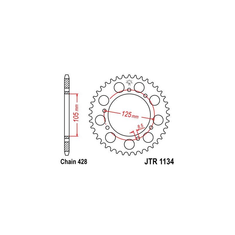 JTR1134.56 REAR REPLACEMENT SPROCKET 56 TEETH 428 PITCH BLACK C49 HIGH CARBON STEEL