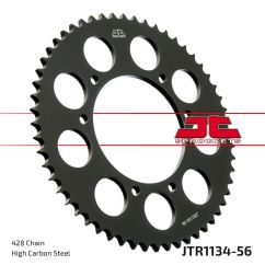 JTR1134.56 REAR REPLACEMENT SPROCKET 56 TEETH 428 PITCH BLACK C49 HIGH CARBON STEEL