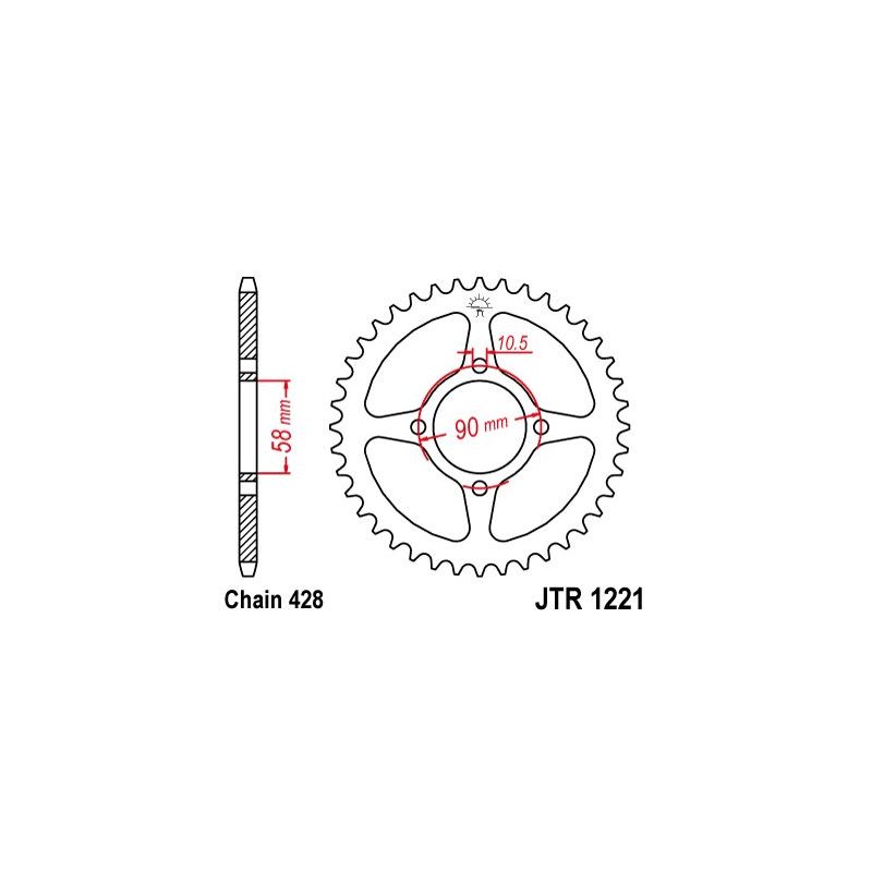 JTR1221.42 REAR REPLACEMENT SPROCKET 42 TEETH 428 PITCH NATURAL C49 HIGH CARBON STEEL