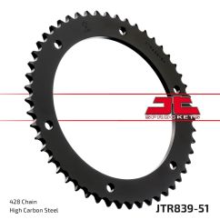 JTR839.51 REAR REPLACEMENT SPROCKET 51 TEETH 428 PITCH BLACK C49 HIGH CARBON STEEL