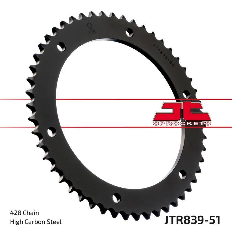 JTR839.51 REAR REPLACEMENT SPROCKET 51 TEETH 428 PITCH BLACK C49 HIGH CARBON STEEL