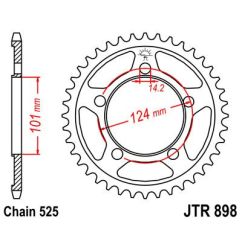 JTR898.42 REAR REPLACEMENT SPROCKET 42 TEETH 525 PITCH NATURAL C49 HIGH CARBON STEEL