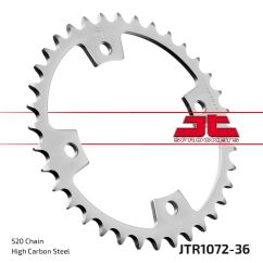 JTR1072.36 REAR REPLACEMENT SPROCKET 36 TEETH 520 PITCH NATURAL C49 HIGH CARBON STEEL