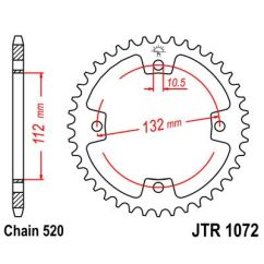 JTR1072.36 REAR REPLACEMENT SPROCKET 36 TEETH 520 PITCH NATURAL C49 HIGH CARBON STEEL