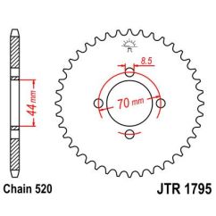 JTR1795.24 REAR REPLACEMENT SPROCKET 24 TEETH 520 PITCH BLACK C49 HIGH CARBON STEEL