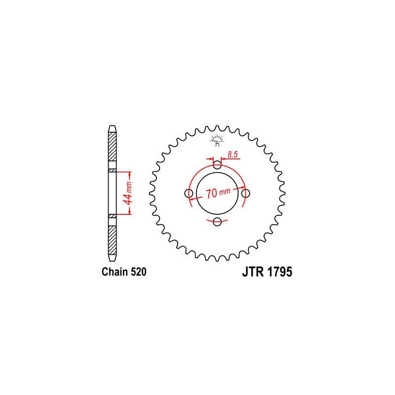 JTR1795.24 REAR REPLACEMENT SPROCKET 24 TEETH 520 PITCH BLACK C49 HIGH CARBON STEEL