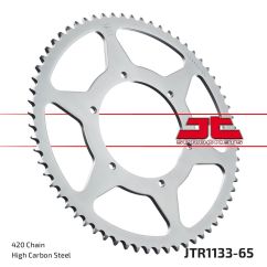 JTR1133.65 REAR REPLACEMENT SPROCKET 65 TEETH 420 PITCH NATURAL C49 HIGH CARBON STEEL