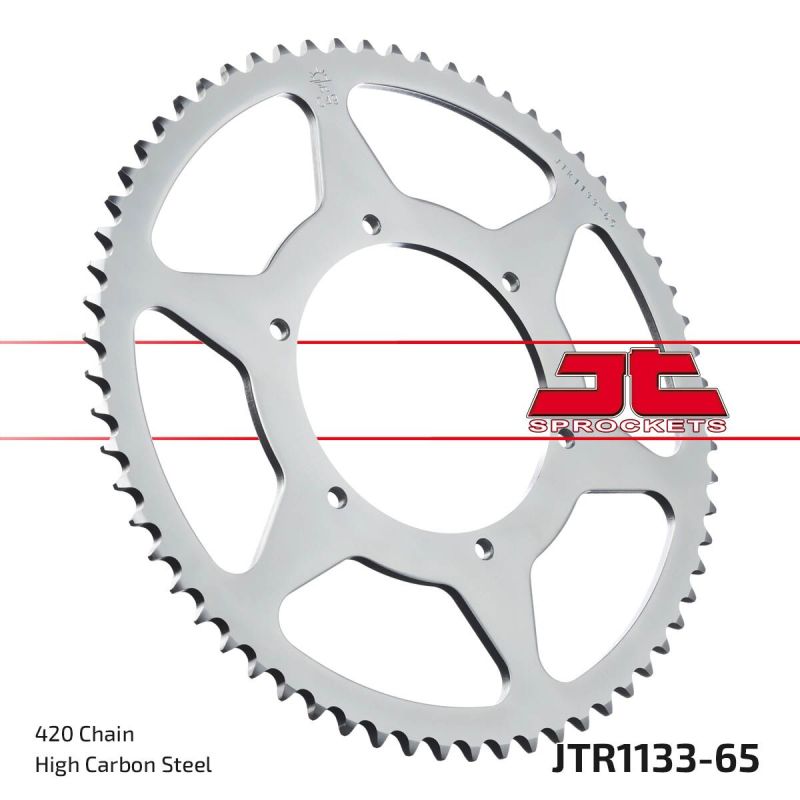 JTR1133.65 REAR REPLACEMENT SPROCKET 65 TEETH 420 PITCH NATURAL C49 HIGH CARBON STEEL