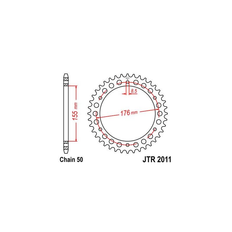 JTR2011.46 REAR REPLACEMENT SPROCKET 46 TEETH 50 PITCH NATURAL C49 HIGH CARBON STEEL
