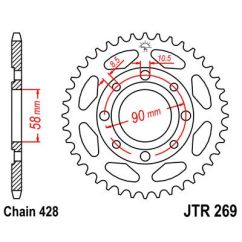JTR269.52 REAR REPLACEMENT SPROCKET 52 TEETH 428 PITCH BLACK C49 HIGH CARBON STEEL