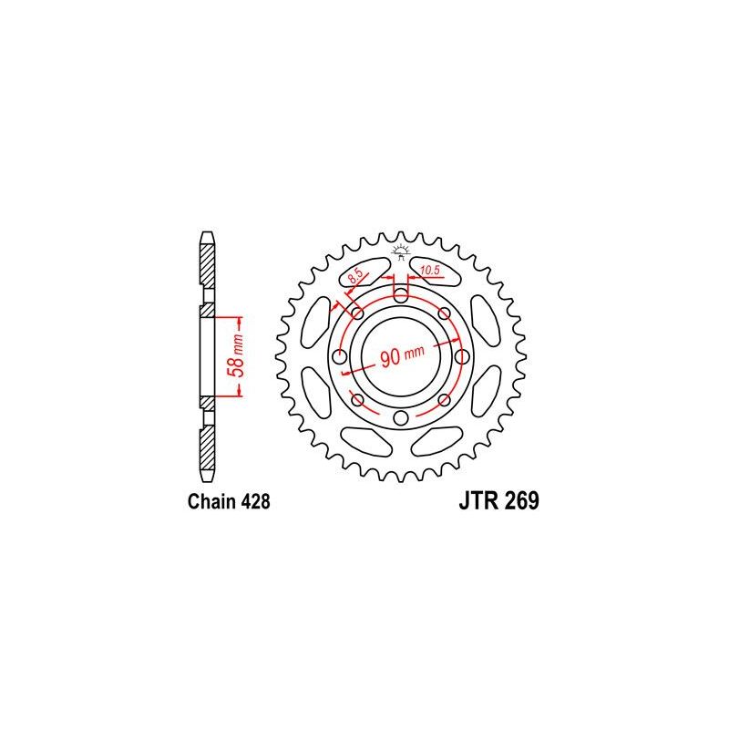 JTR269.52 REAR REPLACEMENT SPROCKET 52 TEETH 428 PITCH BLACK C49 HIGH CARBON STEEL