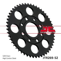 JTR269.52 REAR REPLACEMENT SPROCKET 52 TEETH 428 PITCH BLACK C49 HIGH CARBON STEEL