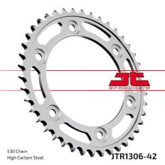 JTR1306.42ZBK REAR REPLACEMENT SPROCKET 42 TEETH 530 PITCH NATURAL C49 HIGH CARBON STEEL