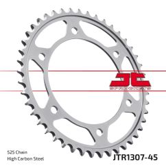 JTR1307.45ZBK REAR REPLACEMENT SPROCKET 45 TEETH 525 PITCH NATURAL C49 HIGH CARBON STEEL