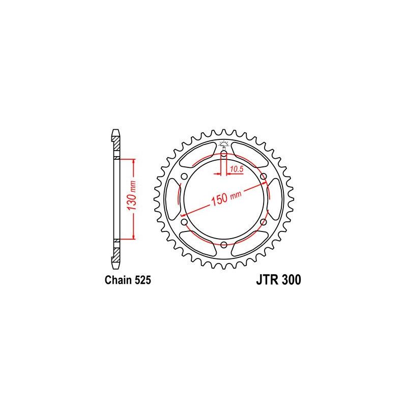 JTR300.47ZBK REAR REPLACEMENT SPROCKET 47 TEETH 525 PITCH NATURAL C49 HIGH CARBON STEEL