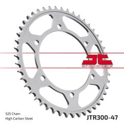 JTR300.47ZBK REAR REPLACEMENT SPROCKET 47 TEETH 525 PITCH NATURAL C49 HIGH CARBON STEEL