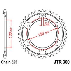 JTR300.48ZBK REAR REPLACEMENT SPROCKET 48 TEETH 525 PITCH NATURAL C49 HIGH CARBON STEEL
