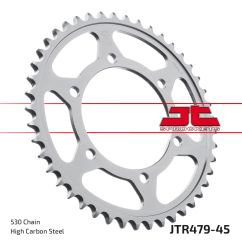 JTR479.45ZBK REAR REPLACEMENT SPROCKET 45 TEETH 50 PITCH NATURAL C49 HIGH CARBON STEEL
