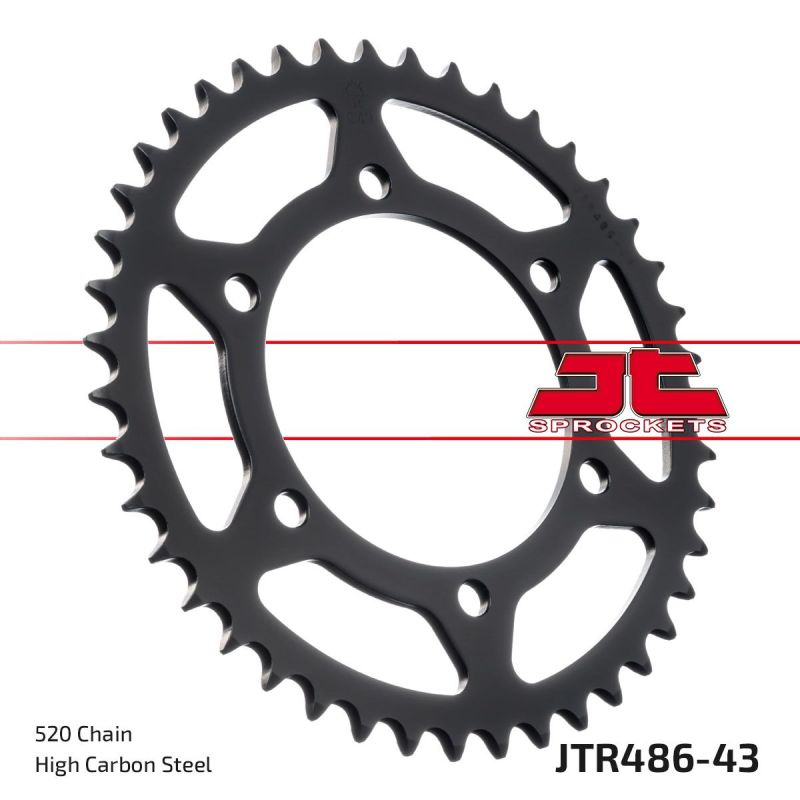 JTR486.43ZBK REAR REPLACEMENT SPROCKET 43 TEETH 520 PITCH BLACK C49 HIGH CARBON STEEL