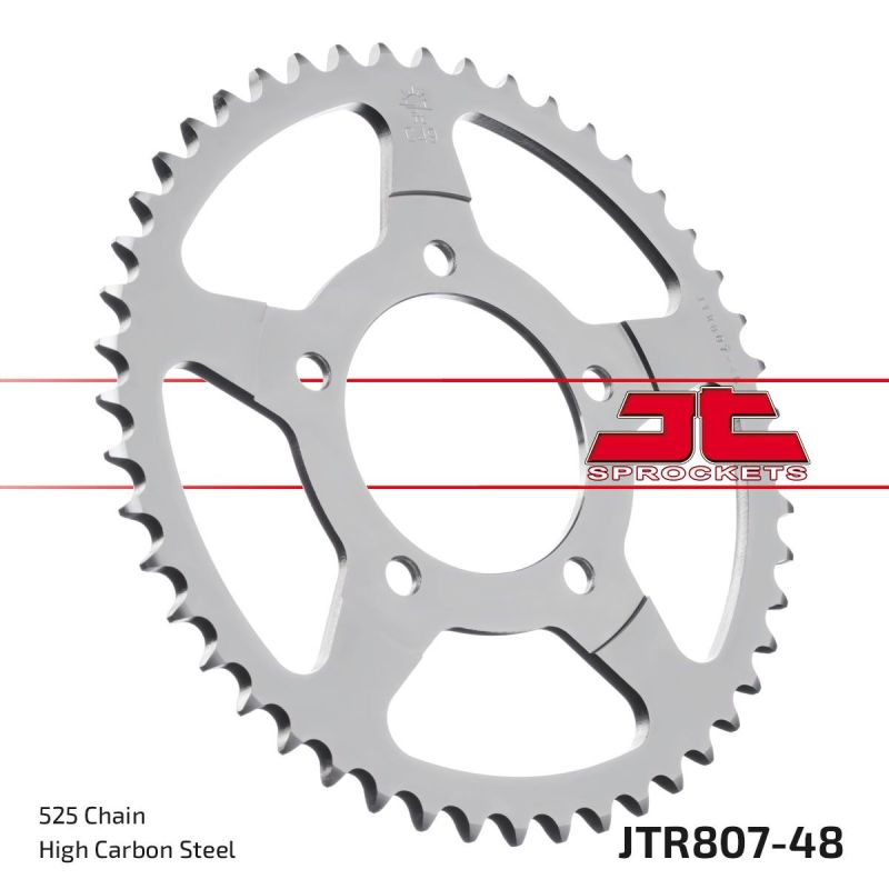 JTR807.48ZBK REAR REPLACEMENT SPROCKET 48 TEETH 525 PITCH NATURAL C49 HIGH CARBON STEEL