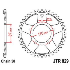 JTR829.45ZBK REAR REPLACEMENT SPROCKET 45 TEETH 50 PITCH NATURAL C49 HIGH CARBON STEEL