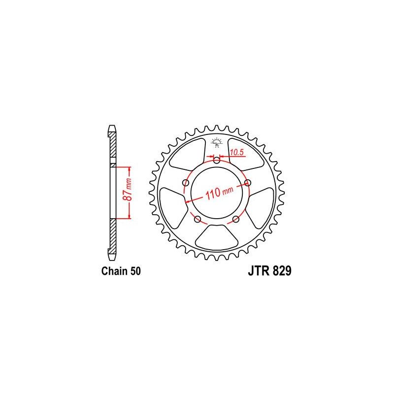 JTR829.45ZBK REAR REPLACEMENT SPROCKET 45 TEETH 50 PITCH NATURAL C49 HIGH CARBON STEEL