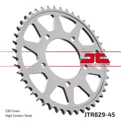 JTR829.45ZBK REAR REPLACEMENT SPROCKET 45 TEETH 50 PITCH NATURAL C49 HIGH CARBON STEEL