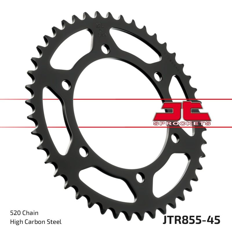 JTR855.45ZBK REAR REPLACEMENT SPROCKET 45 TEETH 520 PITCH BLACK C49 HIGH CARBON STEEL
