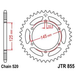 JTR855.45ZBK REAR REPLACEMENT SPROCKET 45 TEETH 520 PITCH BLACK C49 HIGH CARBON STEEL
