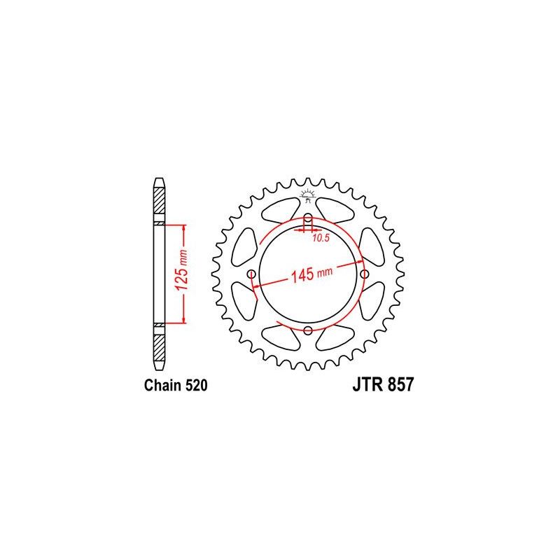 JTR857.45ZBK REAR REPLACEMENT SPROCKET 45 TEETH 520 PITCH BLACK C49 HIGH CARBON STEEL
