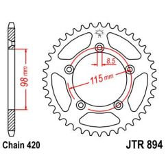JTR894.48ZBK REAR REPLACEMENT SPROCKET 48 TEETH 420 PITCH BLACK C49 HIGH CARBON STEEL