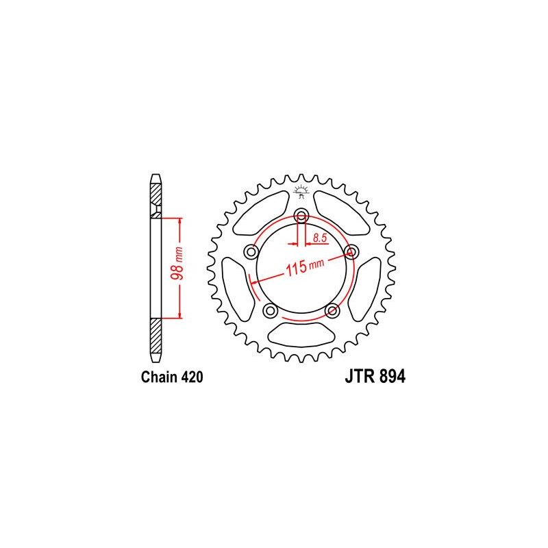 JTR894.48ZBK REAR REPLACEMENT SPROCKET 48 TEETH 420 PITCH BLACK C49 HIGH CARBON STEEL