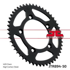 JTR894.50ZBK REAR REPLACEMENT SPROCKET 50 TEETH 420 PITCH BLACK C49 HIGH CARBON STEEL
