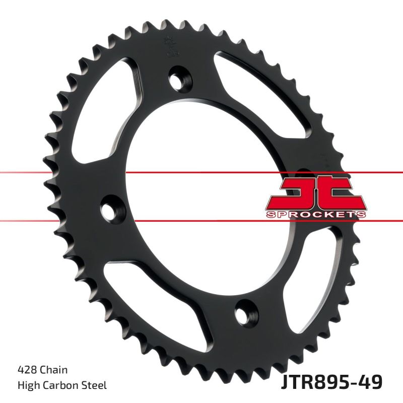 JTR895.49ZBK REAR REPLACEMENT SPROCKET 49 TEETH 428 PITCH BLACK C49 HIGH CARBON STEEL