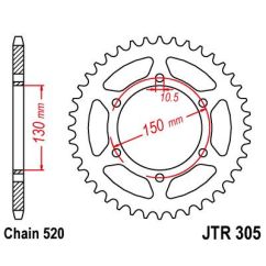 JTR305.46 REAR REPLACEMENT SPROCKET 46 TEETH 520 PITCH NATURAL STEEL