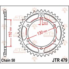 JTR479.48ZBK REAR REPLACEMENT SPROCKET 48 TEETH 530 PITCH BLACK C49 HIGH CARBON STEEL