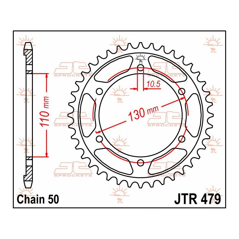 JTR479.48ZBK REAR REPLACEMENT SPROCKET 48 TEETH 530 PITCH BLACK C49 HIGH CARBON STEEL