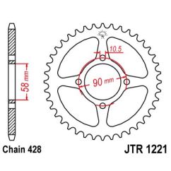 JTR1221.45 REAR REPLACEMENT SPROCKET 45 TEETH 428 PITCH NATURAL C49 HIGH CARBON STEEL