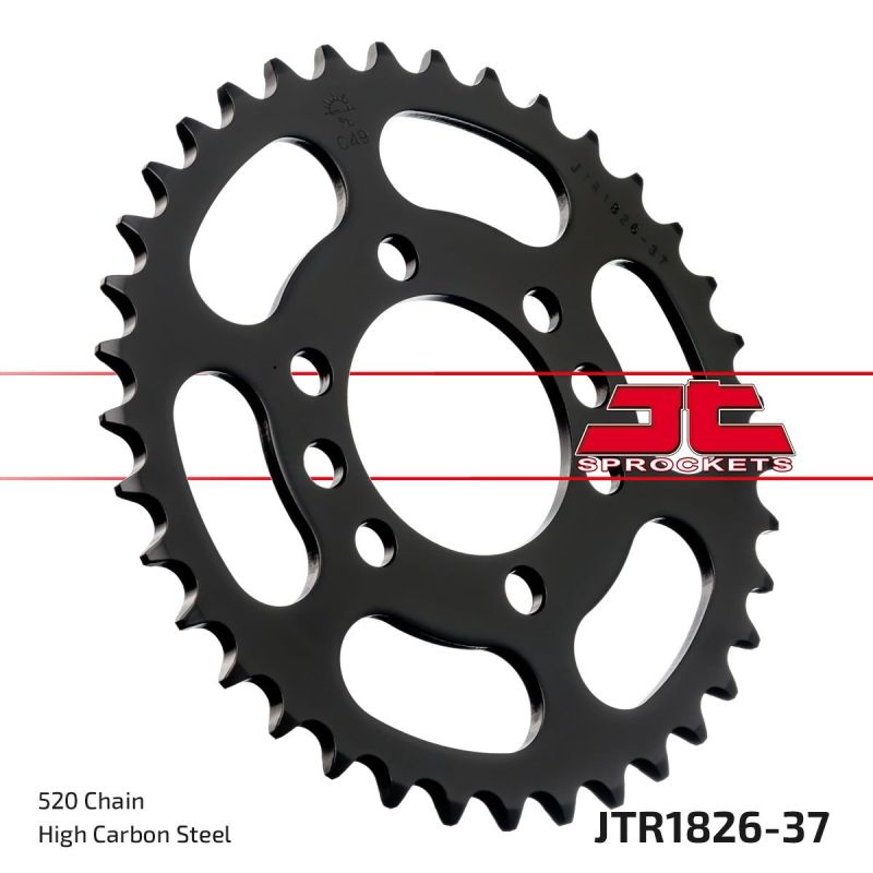 JTR1826.37 REAR REPLACEMENT SPROCKET 37 TEETH 520 PITCH BLACK C49 HIGH CARBON STEEL