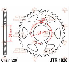 JTR1826.37 REAR REPLACEMENT SPROCKET 37 TEETH 520 PITCH BLACK C49 HIGH CARBON STEEL
