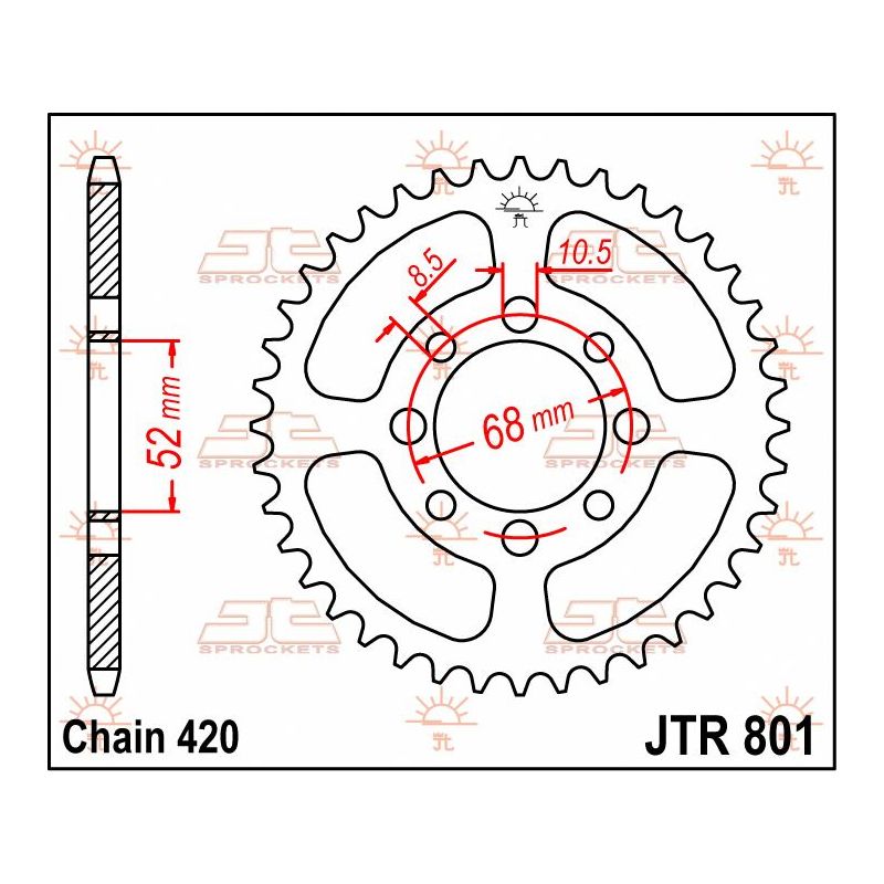 JTR80143 REAR REPLACEMENT SPROCKET 43 TEETH 420 PITCH NATURAL C49 HIGH CARBON STEEL