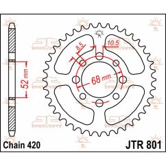 JTR801.44 REAR REPLACEMENT SPROCKET 44 TEETH 420 PITCH NATURAL C49 HIGH CARBON STEEL