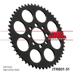 JTR801.51 REAR REPLACEMENT SPROCKET 51 TEETH 420 PITCH NATURAL C49 HIGH CARBON STEEL