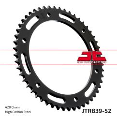 JTR839.52 REAR REPLACEMENT SPROCKET 52 TEETH 428 PITCH BLACK C49 HIGH CARBON STEEL