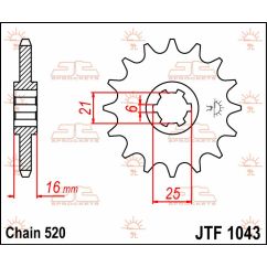 JTF1043.14 FRONT REPLACEMENT SPROCKET 14 TEETH 520 PITCH NATURAL STEEL