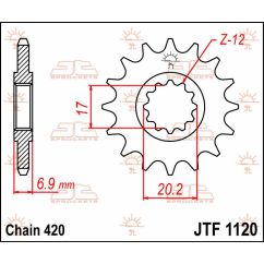 JTF1120.14 FRONT REPLACEMENT SPROCKET 14 TEETH 420 PITCH NATURAL STEEL