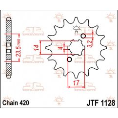 JTF1128.11 FRONT REPLACEMENT SPROCKET 11 TEETH 420 PITCH NATURAL STEEL